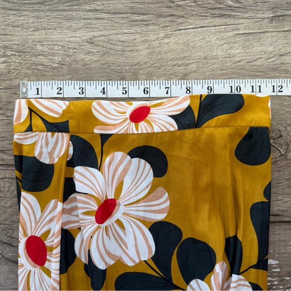 Anthropologie Eva Franco Ikebana Yellow‎ Floral Midi Skirt Size 0 - Picture 7 of 9